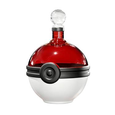 Imagem de Monster Trainer Capture Sphere Whisky, garrafa de licor de vidro vermelho e branco de 540 ml, peça de exibição de borossilicato premium | Presente colecionável para jogadores para fãs e colecionadores