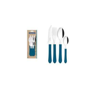 Imagem de Conjunto Talheres 12 Pcs Leme Azul Tramontina Aço Inox
