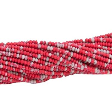 Imagem de Lady Works Fio de pedra natural turquesa vermelha profunda de 33 cm, contas facetadas redondas de 3-4 mm para fazer joias DIY | Beads_03321