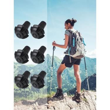 Imagem de Pontas de vara de caminhada, pés de substituição de borracha para bastões de trekking, bastões de caminhada, 11 mm de diâmetro do orifício, tampas protetoras duráveis antiderrapantes (pacote com 6)
