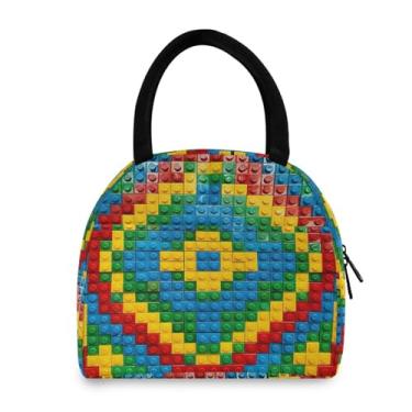 Imagem de GUIJI Lancheira térmica Color Block 2, lancheira reutilizável à prova de vazamento para mulheres e homens, lancheira térmica para trabalho e viagens