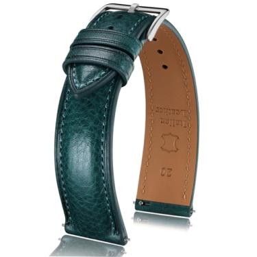 Imagem de Getalia Pulseira de relógio de couro italiano Toscana, couro genuíno de flor integral curtido com vegetais, 18 mm, 19 mm, 20 mm, 21 mm, 22 mm, liberação rápida, pulseiras de reposição para homens e