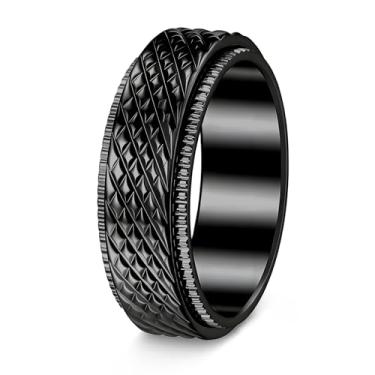 Imagem de Udolfly Anéis de ansiedade para homens e mulheres, anéis de alívio de estresse para adultos, anéis de aço de titânio, 8, Metal, Sem pedra preciosa