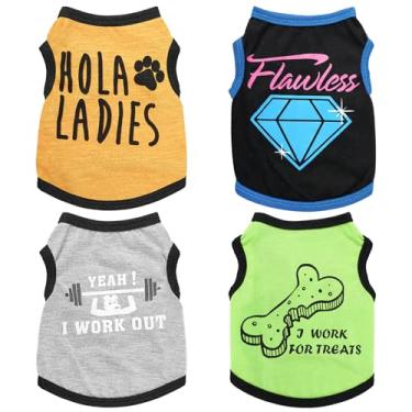 Imagem de 4 peças de roupas chihuahua, camisetas fofas para meninos e cães pequenos, macias e confortáveis, roupas para cães XXS, roupas para animais de estimação, camisa para xícara de chá, cachorrinho Yorkies