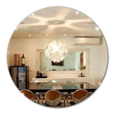 Imagem de Espelho Decorativo Redondo Vidro Lapidado 40cm Banheiro Quarto Sala - 