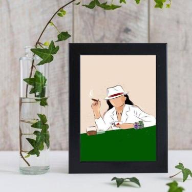 Imagem de Quadro Maria Navalha Baralho 45x34cm - Vidro - Madeira Preta