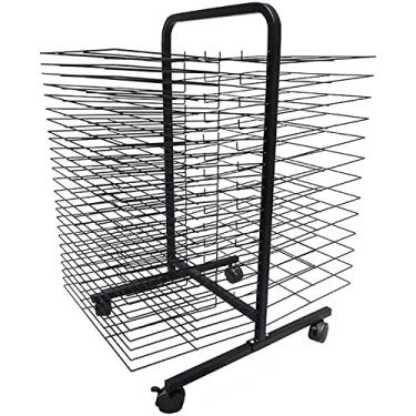 Imagem de Estante de secagem de arte móvel com prateleiras de arame - Cavalete de secagem versátil para estúdios de arte, salas de aula e uso educacional - Acabamento revestido com pó preto durável