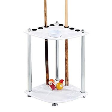 Imagem de Rack de armazenamento de tacos de bilhar de madeira para tacos de piscina independentes comporta 8 tacos com acabamento em grão de teca rack de tacos de canto 36 x 60 cm
