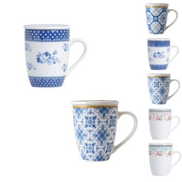 Imagem de Kit 2 caneca porcelana branca tampa filtro xicara infusor para cha cor