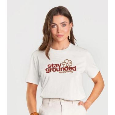 Imagem de T-Shirt Feminina em Meia Malha Dianna Bege, G, Bege