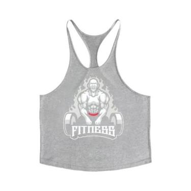 Imagem de Camiseta Regata Masculina De Algodão Com Alça Fina Para Musculação, Ab