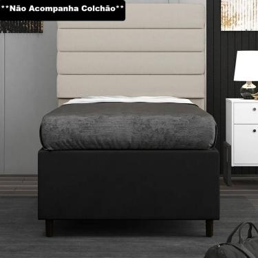 Imagem de Base para Cama Box Solteiro 88x188cm Hit Z04 Suede Preto - Mpozenato