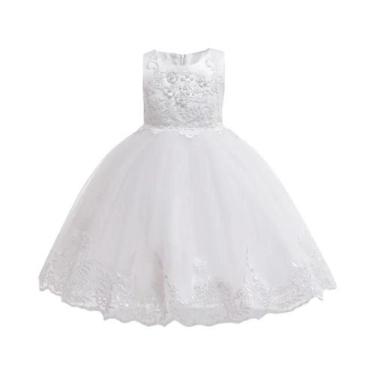 Imagem de Vestido De Princesa Com Laço De Renda Para Meninas, Verão, Primeira Co