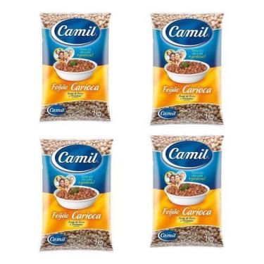 Imagem de Feijão Carioca Tipo 1 Camil 1kg - Kit Com 4 Unidades