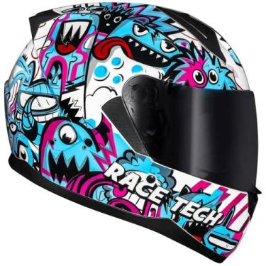 Imagem de Capacete Race Tech Sector Monsters, 62, Branco/Azul