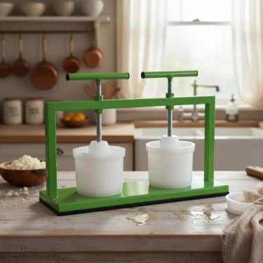 Imagem de Prensa Ferro para 2 Queijos com 2 Formas CP500 Produção de Queijo Dupl