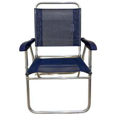 Imagem de Cadeira De Praia Alta Sanete Encosto Alto Aluminio Ronchetti Cor Azul-