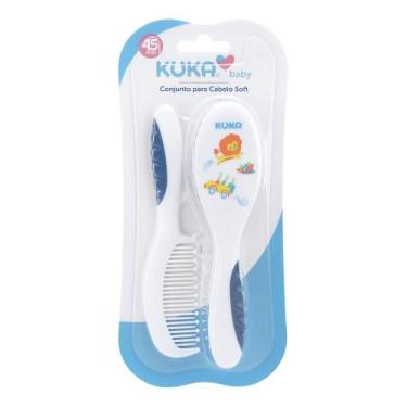 Imagem de KIT PENTE E ESCOVA KUKA BABY AZUL - Conjunto para Cabelo Bebê Soft