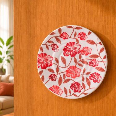 Imagem de Pires Decorativo para Parede com Suporte Incluso Cerâmica Vermelho Amor