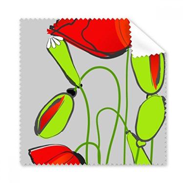 Imagem de Pano de limpeza de milho abstrato, flores vermelhas, botões verdes, 5 peças