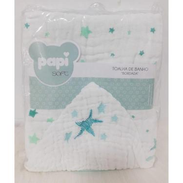 Imagem de Toalha Banho Bebe Menino Papi Soft Fralda Capuz Bordado 1946