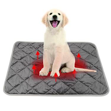 Imagem de Animais de estimação cama de gato auto aquecimento almofada para animais de estimação cobertor sem elétrico macio auto aquecimento almofada de cachorro tapete térmico aquecido para gatos internos ao ar livre lavável, cinza, 48x70cm