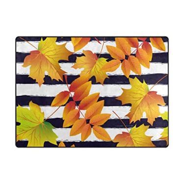 Imagem de My Little Nest Tapete de área colorido folhas de outono leve antiderrapante tapete macio 4'10" x 6'8", esponja de memória interior ao ar livre tapete para sala de jantar quarto escritório cozinha