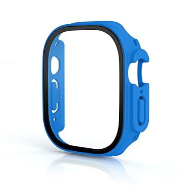 Imagem de MAALYA Capa de vidro para Apple Watch Case Ultra 49mm PC Bumper Capa Temperada Protetor de Tela Shell Iwatch Série Acessórios Ultra Capa (Cor: Azul Diamante, Tamanho: Ultra 49MM)
