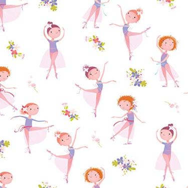 Imagem de Papel de Parede Bailarina e Flores Quarto de Menina 57x270cm