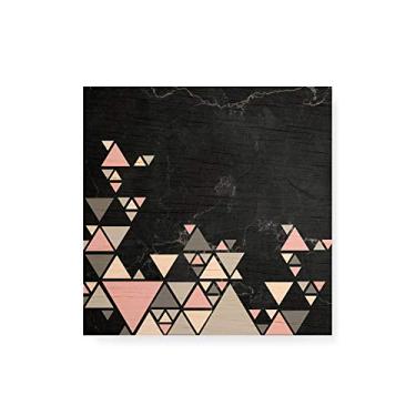 Imagem de Arte Maníacos Quadro Decorativo em Madeira Escandinava Preta Triangulos - 30x30cm