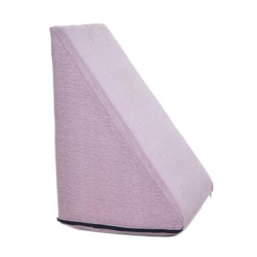 Imagem de Travesseiro Triangular Almofada Encosto Anatômico Apoio Costas Antirefluxo Repouso Leitura (Rosa Claro)