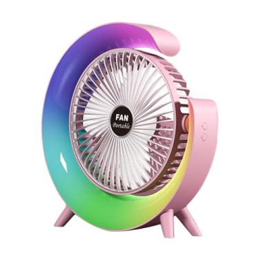 Imagem de Gralara Ventilador de resfriamento Ventilador de mesa USB Mini ventilador de mesa Ventiladores USB pequenos e silenciosos para viagens em casa ao ar livre, Rosa