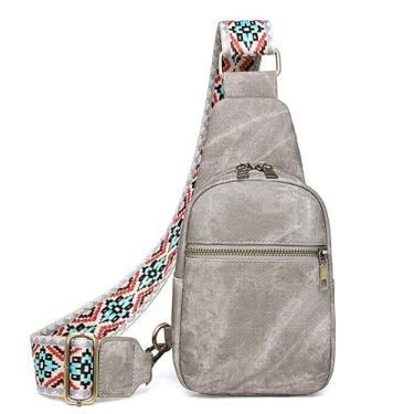 Imagem de Long Keeper Bolsa tiracolo pequena - bolsa feminina masculina de couro vegano para telefone bolsa de viagem tiracolo, bolsa transversal casual, Cinza