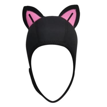 Imagem de Generic Orelhas de gato mergulho capuz chapéu de natação 3mm neoprene wetsuit capuz adulto térmico para canoagem caiaque inverno rafting subaquático, Preto Rosa BlackLine