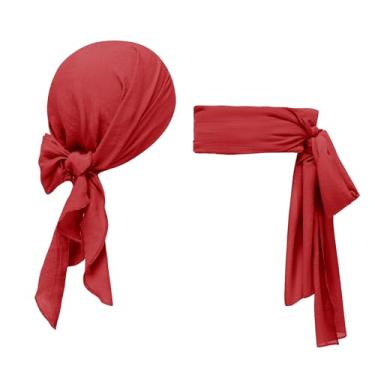 Imagem de Eymitory Cachecol de cabeça de pirata para fantasia de Halloween masculino e feminino, faixa de cabeça, acessório para cosplay