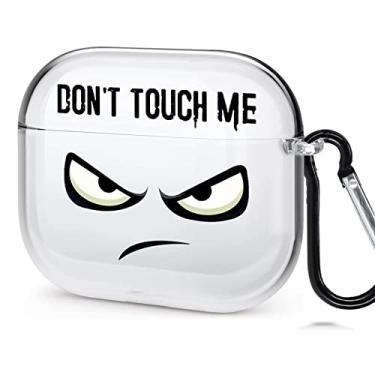 Imagem de Capa transparente para AirPod Pro 2019, Don't Touch My PODS capa preta legal com chaveiro, olhos grandes, desenho fofo para AirPods Pro, capa transparente à prova de choque e não irrita a pele para