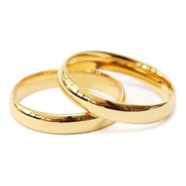 Imagem de Par De Alianças Ouro 18K Banhada Casamento Tungstênio 4mm - Ed300