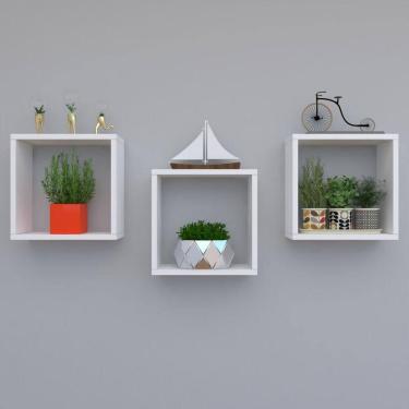 Imagem de Kit Com 3 Nichos Decoração Para Quarto Branco 30x30x12cm