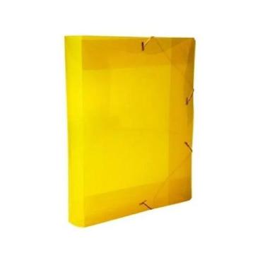Imagem de Kit 05 Pastas Aba Elásticas Plástica Oficio 40mm Amarela Acp 1024