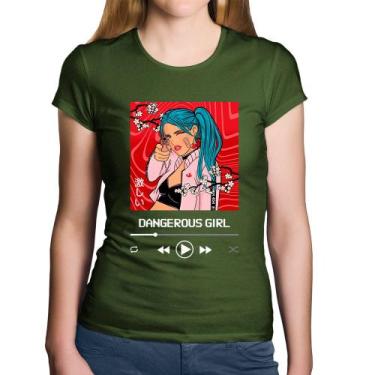 Imagem de Baby Look Algodão Dangerous Girl - Foca na Moda, Musgo, M