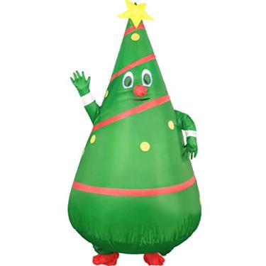 Imagem de KLLOUZE Fantasia inflável de árvore de Natal para adultos, fantasia engraçada de Natal, fantasia unissex para adultos, festa cosplay