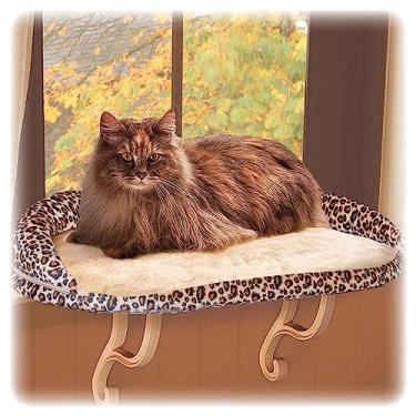 Imagem de K&H Pet Products Peitoril de gatinho de luxo com cama de janela reforçada para gatos, poleiro de janela para gatos grandes, rede de janela para gatos, cama para gatos com janela, rede para gatos –
