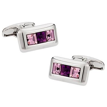 Imagem de Abotoaduras de cristal Soho Cuff-Daddy em roxo com caixa de apresentação