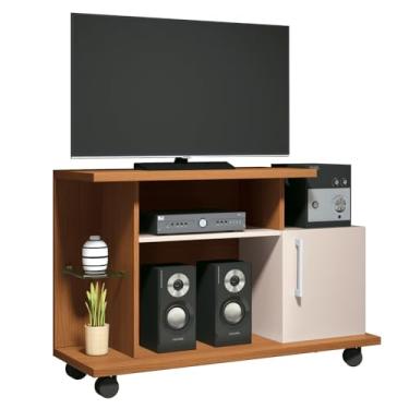 Imagem de Rack para Sala Pequena TV até 26 Pol. 100cm Marte H01 Off White/Cinamomo - Mpozenato