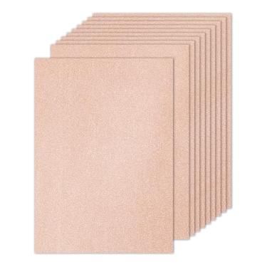 Imagem de PATIKIL 10 folhas de papel cartolina com glitter ouro rosa, papel quadrado brilhante A4 250 g/m², papel de artesanato para scrapbook, cartões, projetos de arte faça-você-mesmo, festas de casamento