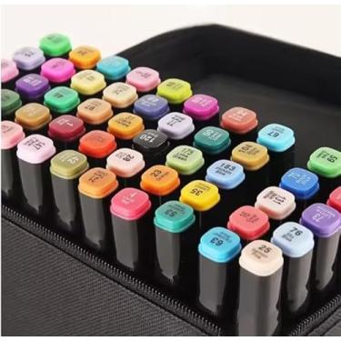 Imagem de 24 Cores Kit Caneta Marcadora De Ponta Dupla Montagem Artística Para Estudantes Material Escolar Papelaria - Choice Utilidades
