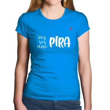 Imagem de Baby Look Algodão Inspira, respira, não pira - Foca na Moda, Azul, G