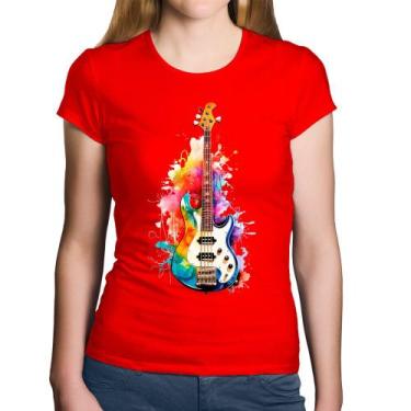 Imagem de Baby Look Algodão Contra Baixo Watercolor - Foca na Moda, Vermelho, M