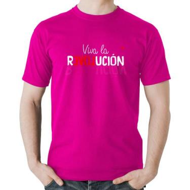 Imagem de Camiseta Algodão Viva la Revolución - Foca na Moda, Rosa, GG
