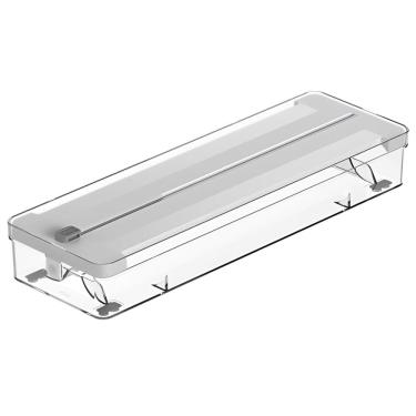 Imagem de Porta Rolos Duplo Com Cortador Preto Papel Plástico Alumínio